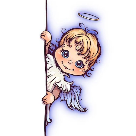 simsearch:400-07615708,k - Vector illustration of cute angel with panel for text. Stock Photo - Budget Royalty-Free & Subscription, Code: 400-07933539