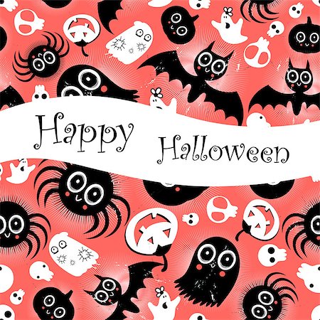 simsearch:400-06881290,k - bright graphic background Halloween monsters on a red background Stockbilder - Microstock & Abonnement, Bildnummer: 400-07933597