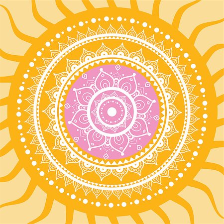 simsearch:400-06739339,k - Hand drawn Mandala Sun. Beautiful Indian decorative pattern. Foto de stock - Super Valor sin royalties y Suscripción, Código: 400-07933625