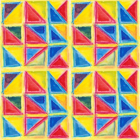 Watercolor seamless pattern. Hand drawn geometric background. Modern abstract wallpaper. Photographie de stock - Aubaine LD & Abonnement, Code: 400-07933655