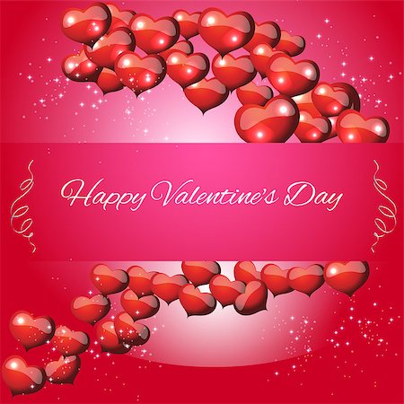 simsearch:400-07954156,k - Greeting Card Valentines Day on a red background with hearts, envelope. Foto de stock - Royalty-Free Super Valor e Assinatura, Número: 400-07933879