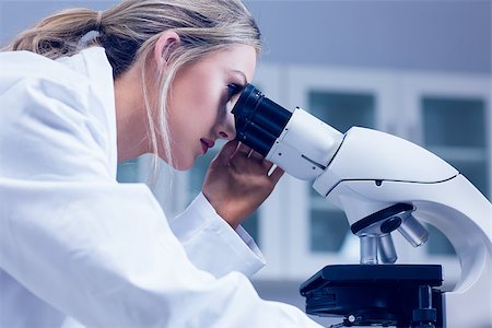 school biology - Science student looking through microscope in the lab at the university Stock Photo - Budget Royalty-Free & Subscription, Code: 400-07940365