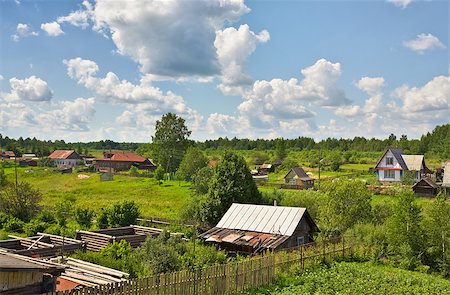 russian village at sunny summer day, high angle view Stock Photo - Budget Royalty-Free & Subscription, Code: 400-07954003