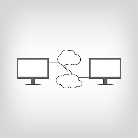 Online chat image. Two computers with chat clouds Stock Photo - Budget Royalty-Free & Subscription, Code: 400-07954016