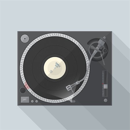 vector flat design vinyl dj turntable with shadows Stock Photo - Budget Royalty-Free & Subscription, Code: 400-07954123