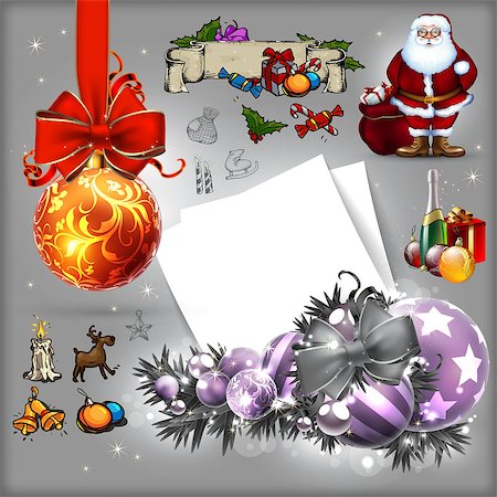 christmas set, this illustration may be useful as designer work Stock Photo - Budget Royalty-Free & Subscription, Code: 400-07954171