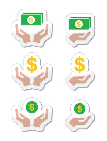 simsearch:695-05780246,k - Hands holding money - dollar symbols icons set isolated on white Photographie de stock - Aubaine LD & Abonnement, Code: 400-07954235