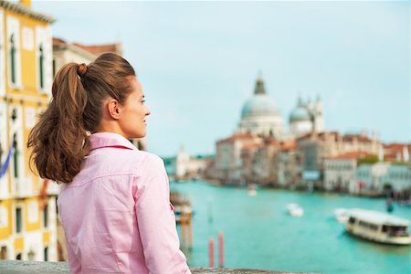 piccolo - Young woman looking into distance while standing on bridge with grand canal view in venice, italy Stock Photo - Budget Royalty-Free & Subscription, Code: 400-07954286