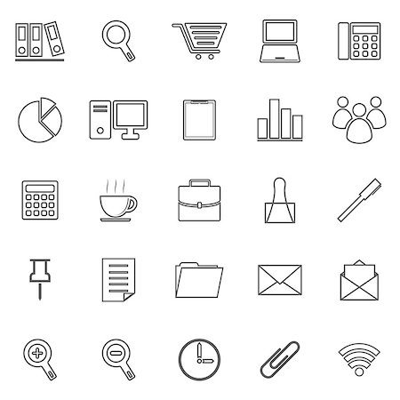 symbols in computers wifi - Office line icon on white background, stock vetor Stock Photo - Budget Royalty-Free & Subscription, Code: 400-07954497