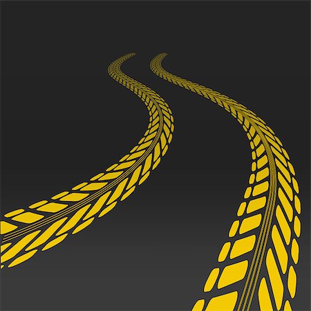 Tire track. Tire track with perspective and template for tire brush. Stock Photo - Budget Royalty-Free & Subscription, Code: 400-07954577