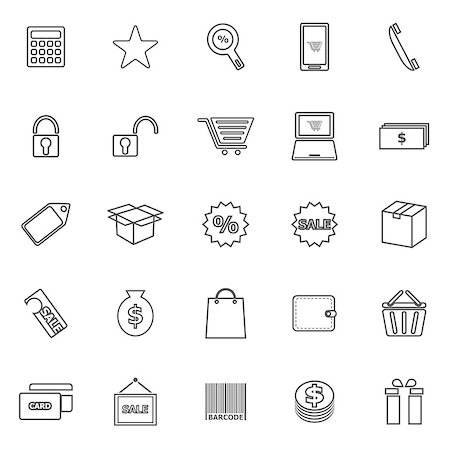 simsearch:400-08133409,k - Shopping line icons on white background, stock vector Foto de stock - Super Valor sin royalties y Suscripción, Código: 400-07954587