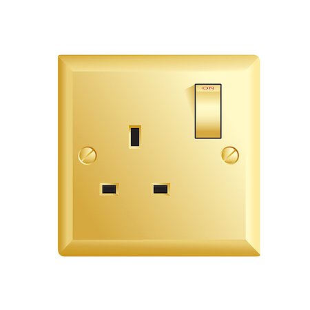 studio023 (artist) - electrical outlet in the UK, gold color power socket Stockbilder - Microstock & Abonnement, Bildnummer: 400-07954596