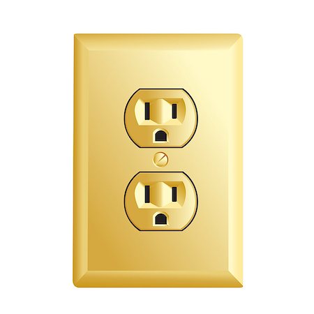 studio023 (artist) - electrical outlet in the USA, gold color power socket Foto de stock - Super Valor sin royalties y Suscripción, Código: 400-07954598