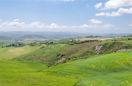 Panorama view over tuscany close to Volterra in Tuscany Stockbilder - Microstock & Abonnement, Bildnummer: 400-07954599