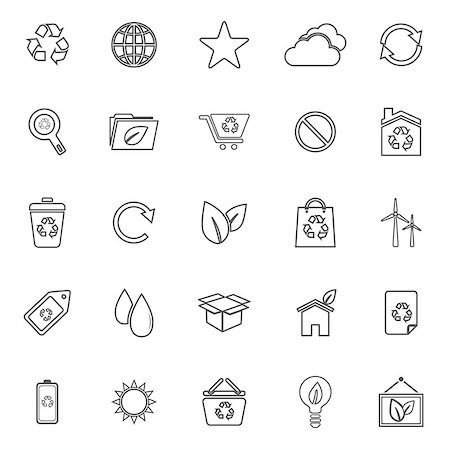 simsearch:400-08553864,k - Ecology line icons on white background, stock vector Stock Photo - Budget Royalty-Free & Subscription, Code: 400-07954631