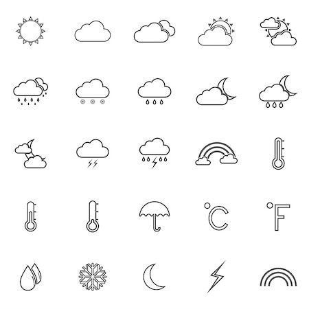 simsearch:400-07406394,k - Weather line icons on white background, stock vector Stockbilder - Microstock & Abonnement, Bildnummer: 400-07954702