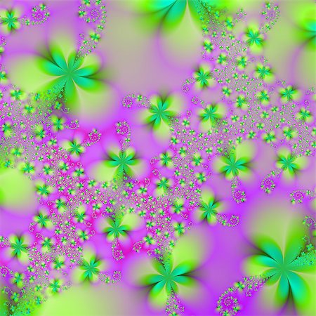 psicodélico - A digital abstract image with a green and yellow flower design on a pink background. Foto de stock - Royalty-Free Super Valor e Assinatura, Número: 400-07954745