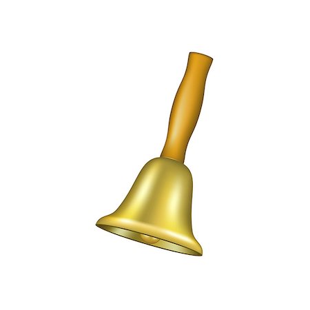 Bell with wooden handle on white background Stock Photo - Budget Royalty-Free & Subscription, Code: 400-07954829