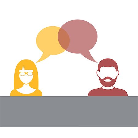 Man and woman with speech bubbles vector illustration Stock Photo - Budget Royalty-Free & Subscription, Code: 400-07955023