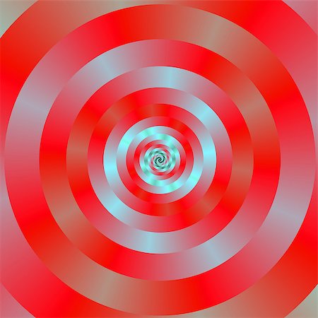 simsearch:400-06699301,k - A digital abstract fractal image with a concentric ring spiral design in red and pale blue. Stock Photo - Budget Royalty-Free & Subscription, Code: 400-07955094