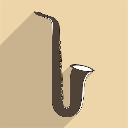 Saxophone icon, flat design, vector eps10 illustration Stock Photo - Budget Royalty-Free & Subscription, Code: 400-07955158