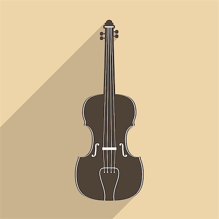 Violin icon with long shadow, flat design, vector eps10 illustration Stock Photo - Budget Royalty-Free & Subscription, Code: 400-07955152