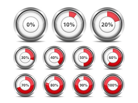 Set of red round progress indicators, vector eps10 illustration Photographie de stock - Aubaine LD & Abonnement, Code: 400-07955208
