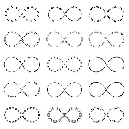 Set of different infinity symbols, vector eps10 illustration Stock Photo - Budget Royalty-Free & Subscription, Code: 400-07955200