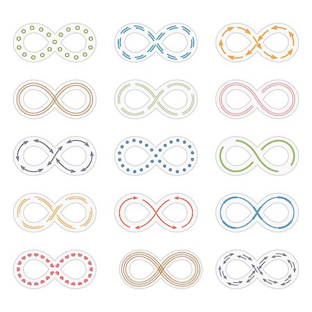 Set of infinity symbols, vector eps10 illustration Stock Photo - Budget Royalty-Free & Subscription, Code: 400-07955246