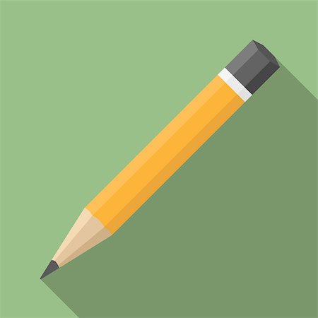 Pencil, flat design with long shadow, vector eps10 illustration Stock Photo - Budget Royalty-Free & Subscription, Code: 400-07955262