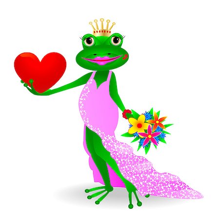 diadème - Cartoon princess frog with heart and flowers in their hands. Stock Photo - Budget Royalty-Free & Subscription, Code: 400-07955279