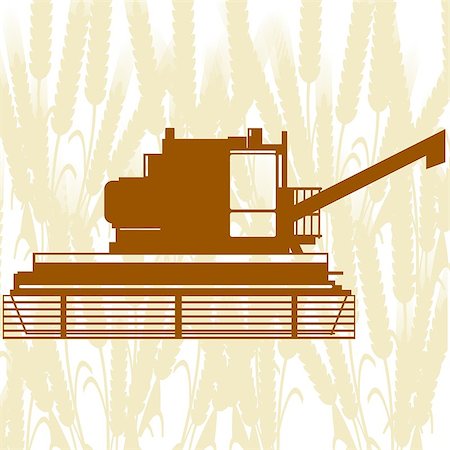 Agricultural machinery. Combine harvester on background of cereal ears. Stock Photo - Budget Royalty-Free & Subscription, Code: 400-07955664