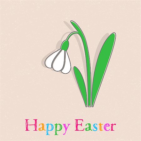 Beautiful vector happy easter card with green snowdrop Stock Photo - Budget Royalty-Free & Subscription, Code: 400-07955774