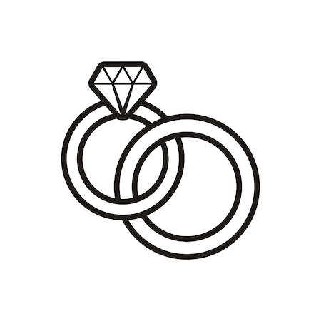 round diamond drawing - Black vector wedding rings outline icon on white Stock Photo - Budget Royalty-Free & Subscription, Code: 400-07955775