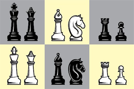 simsearch:400-04394601,k - vector sets of black and white chess with part of the chessboard Foto de stock - Royalty-Free Super Valor e Assinatura, Número: 400-07955842