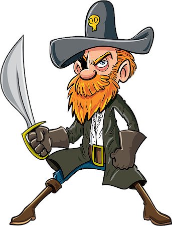simsearch:400-08164280,k - Cartoon pirate with a sabre. Isolated on white Stockbilder - Microstock & Abonnement, Bildnummer: 400-07956397