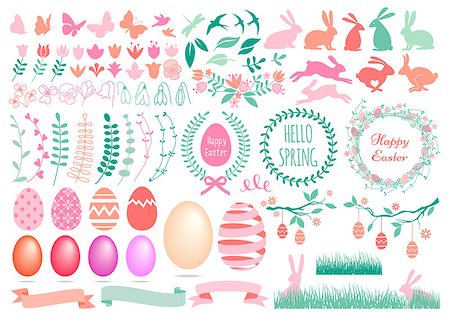simsearch:400-07552577,k - Happy Easter, huge set of vector desin elements Photographie de stock - Aubaine LD & Abonnement, Code: 400-07956436
