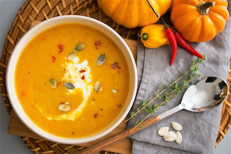 simsearch:400-06088770,k - Closeup on pumpkin soup Stock Photo - Budget Royalty-Free & Subscription, Code: 400-07956574