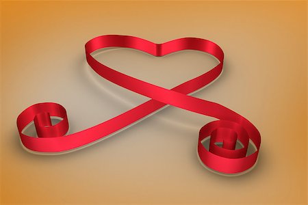 simsearch:400-07957212,k - Red ribbon heart against orange vignette Stock Photo - Budget Royalty-Free & Subscription, Code: 400-07957209