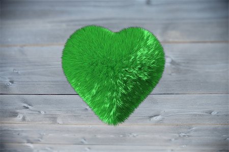 simsearch:400-07957226,k - Green fuzzy heart against bleached wooden planks background Stock Photo - Budget Royalty-Free & Subscription, Code: 400-07957274