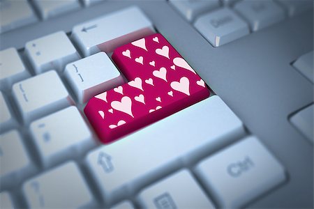 simsearch:400-07957805,k - Valentines day pattern against pink enter key on keyboard Photographie de stock - Aubaine LD & Abonnement, Code: 400-07957643