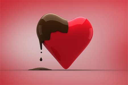simsearch:400-07957212,k - Heart dipped in chocolate against red vignette Stock Photo - Budget Royalty-Free & Subscription, Code: 400-07957715