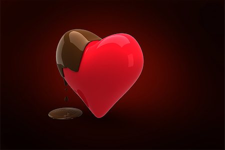 simsearch:400-07957212,k - Heart dipped in chocolate against red background with vignette Stock Photo - Budget Royalty-Free & Subscription, Code: 400-07957713
