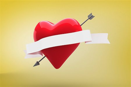 simsearch:400-07957226,k - Heart with scroll against yellow vignette Stock Photo - Budget Royalty-Free & Subscription, Code: 400-07957724