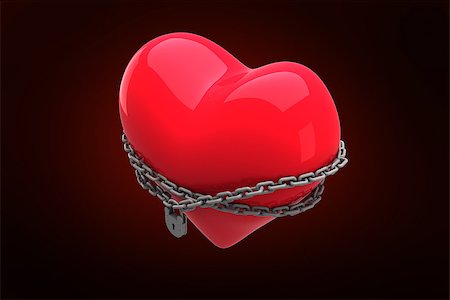 simsearch:400-07957226,k - Locked heart against red background with vignette Stock Photo - Budget Royalty-Free & Subscription, Code: 400-07957737