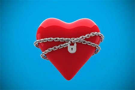 simsearch:400-07957226,k - Locked heart against blue background with vignette Stock Photo - Budget Royalty-Free & Subscription, Code: 400-07957738