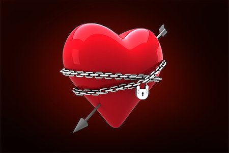 simsearch:400-07957226,k - Locked heart against red background with vignette Stock Photo - Budget Royalty-Free & Subscription, Code: 400-07957744