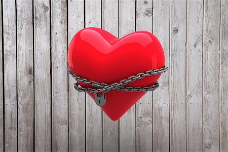 simsearch:400-07957212,k - Locked heart against digitally generated grey wooden planks Stock Photo - Budget Royalty-Free & Subscription, Code: 400-07957759