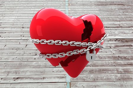 simsearch:400-07957212,k - Locked heart against digitally generated grey wooden planks Stock Photo - Budget Royalty-Free & Subscription, Code: 400-07957762