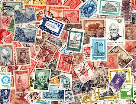 philately - Background of the old postage stamps issued in Argentina Photographie de stock - Aubaine LD & Abonnement, Code: 400-07951373